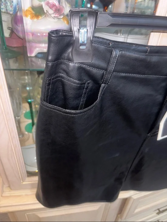 Marc New York Black Faux Leather Skirt with Button Waist - Picture 8 of 10